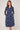 Navy Stitched Leaf Print Midi Shirt Dress