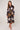 Black and Mustard Botanical Floral Print Midi Shirt Dress
