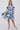 Blue Floral Print Short Sleeve Flared Mini Dress