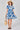 Blue Floral Print Short Sleeve Flared Mini Dress
