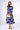 Blue Brushstroke Print Pleated Skirt Satin Maxi Dress