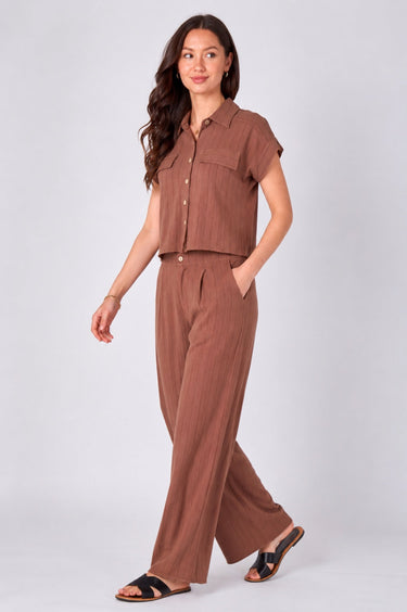 Brown Pinstripe Shirt and Trousers set