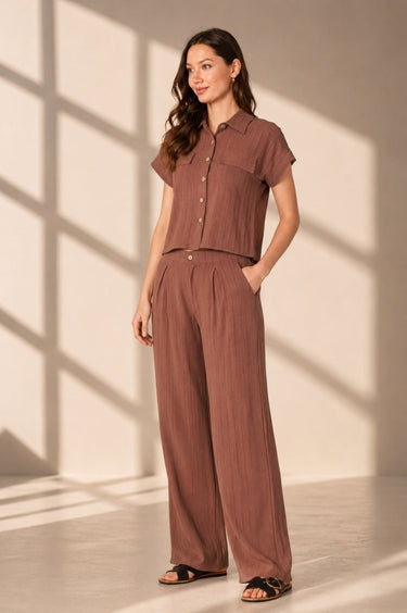 Brown Pinstripe Shirt and Trousers set