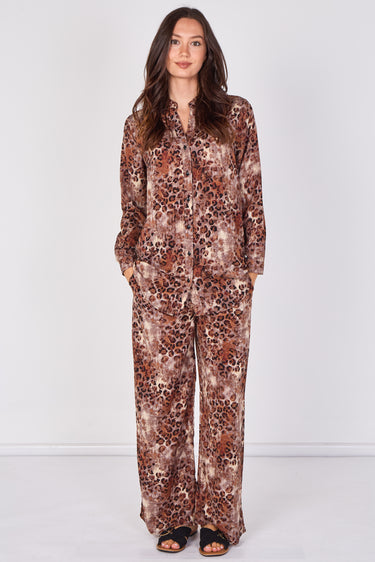 Love Sunshine Brown Leopard Print Velvety Shirt and Trouser Set Co ord sets LS-5002 LS-5002&9057 LS-9057