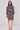 Chocolate and Powder Blue Floral Shirred Neck Dress