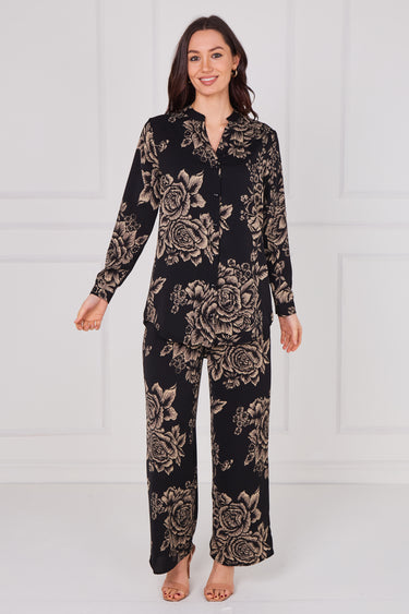 Noir Vintage Rose Print Shirt and Trousers Co-Ord