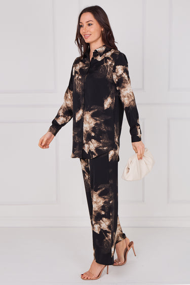 Black and Champagne Burst Print Co-Ord Set