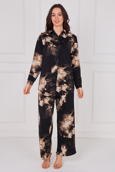 Black and Champagne Burst Print Co-Ord Set