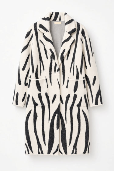 Black & White Abstract Zebra Print Longline Coatigan