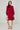 Red Shirred Neck Long Sleeve Dress