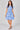 White and Blue Floral Print Short Sleeve Shirt Dress