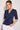 Navy Short Sleeve Tie Front Satin Top