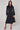 Black Teal Abstract Petal Print Midi Shirt Dress