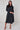 Black Teal Abstract Petal Print Midi Shirt Dress