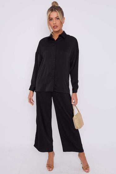 Love Sunshine Black Brushed Satin Trousers auto-20 LS-2163-2 trousers