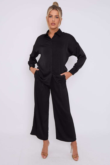 Love Sunshine Black Brushed Satin Trousers auto-20 LS-2163-2 trousers
