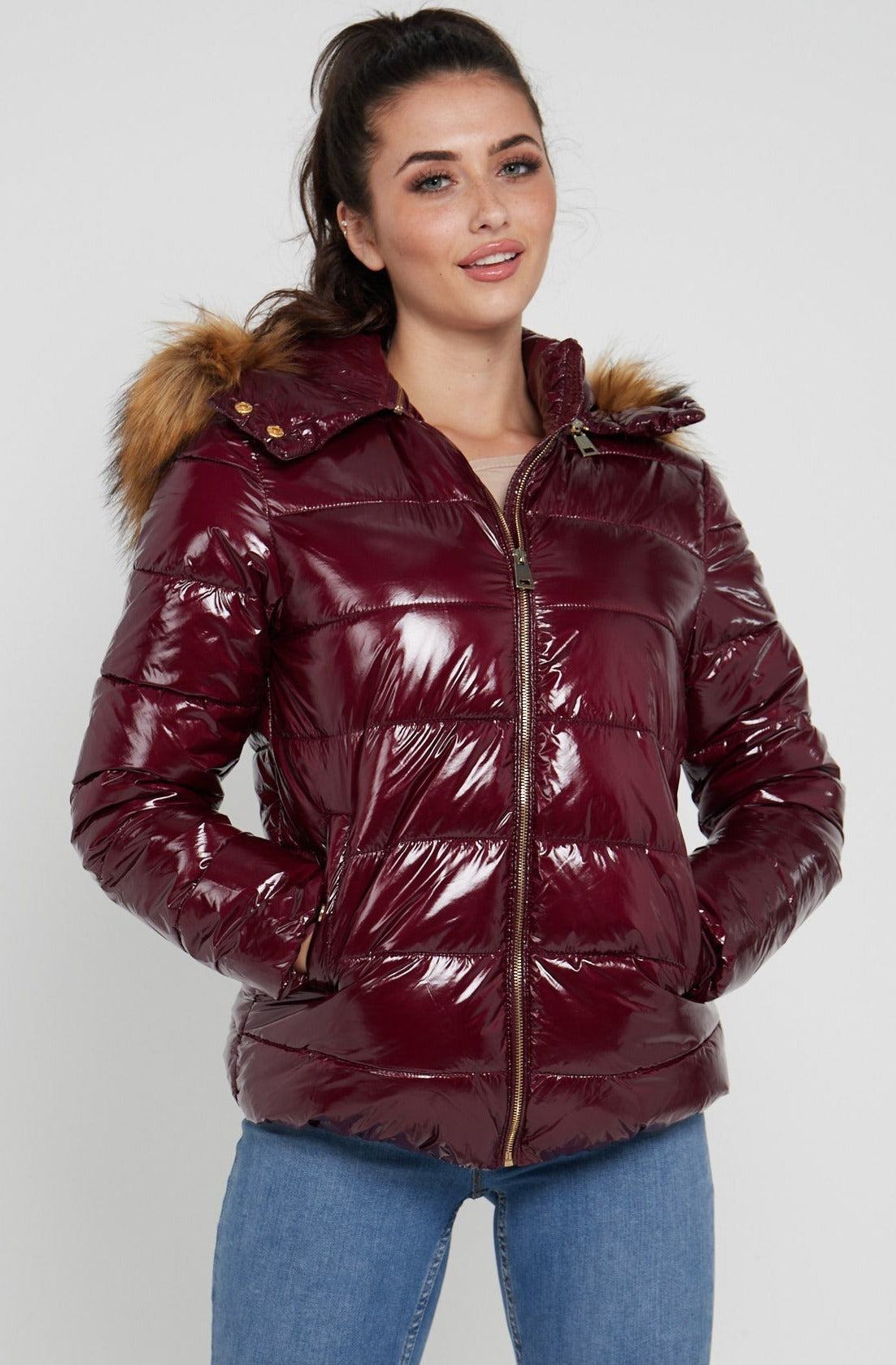 Shiny Puffer Big Puffer Jacket Women's Big Shiny Black Long