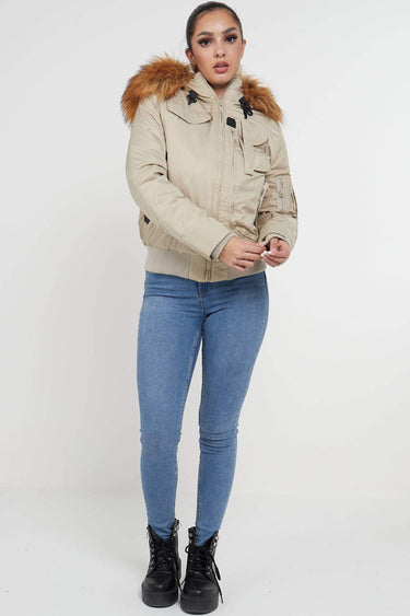 Love Sunshine Beige Bomber Para Jacket LS-2009