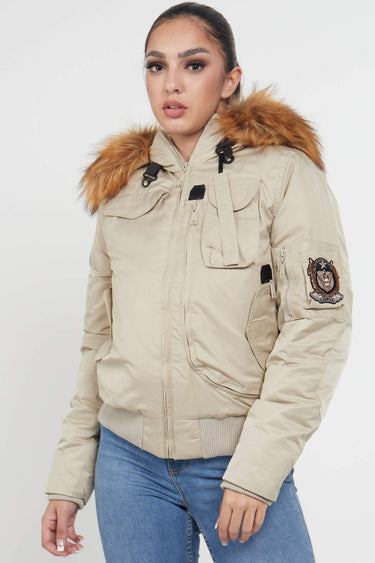 Love Sunshine Beige Bomber Para Jacket LS-2009