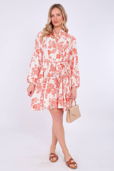 Red Floral Print Flared Hem Mini Dress
