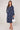 Navy Stitched Leaf Print Midi Shirt Dress