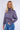 Purple Grey Creased Satin Shirred Waist Cropped Top