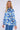 Blue Mosaic Print Shirred Neck Satin Top