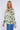 Green Mosaic Print Shirred Neck Satin Top