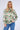 Green Mosaic Print Shirred Neck Satin Top