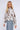 Grey Abstract Print Shirred Waist Cropped Top