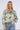 Green Mosaic Print Shirred Neck Satin Top