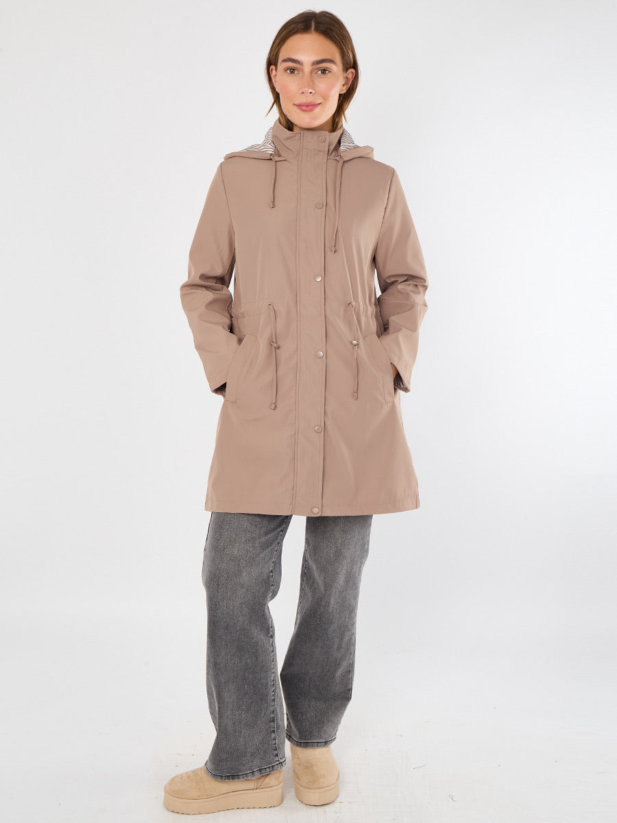 Taupe Hooded Drawstring Parka