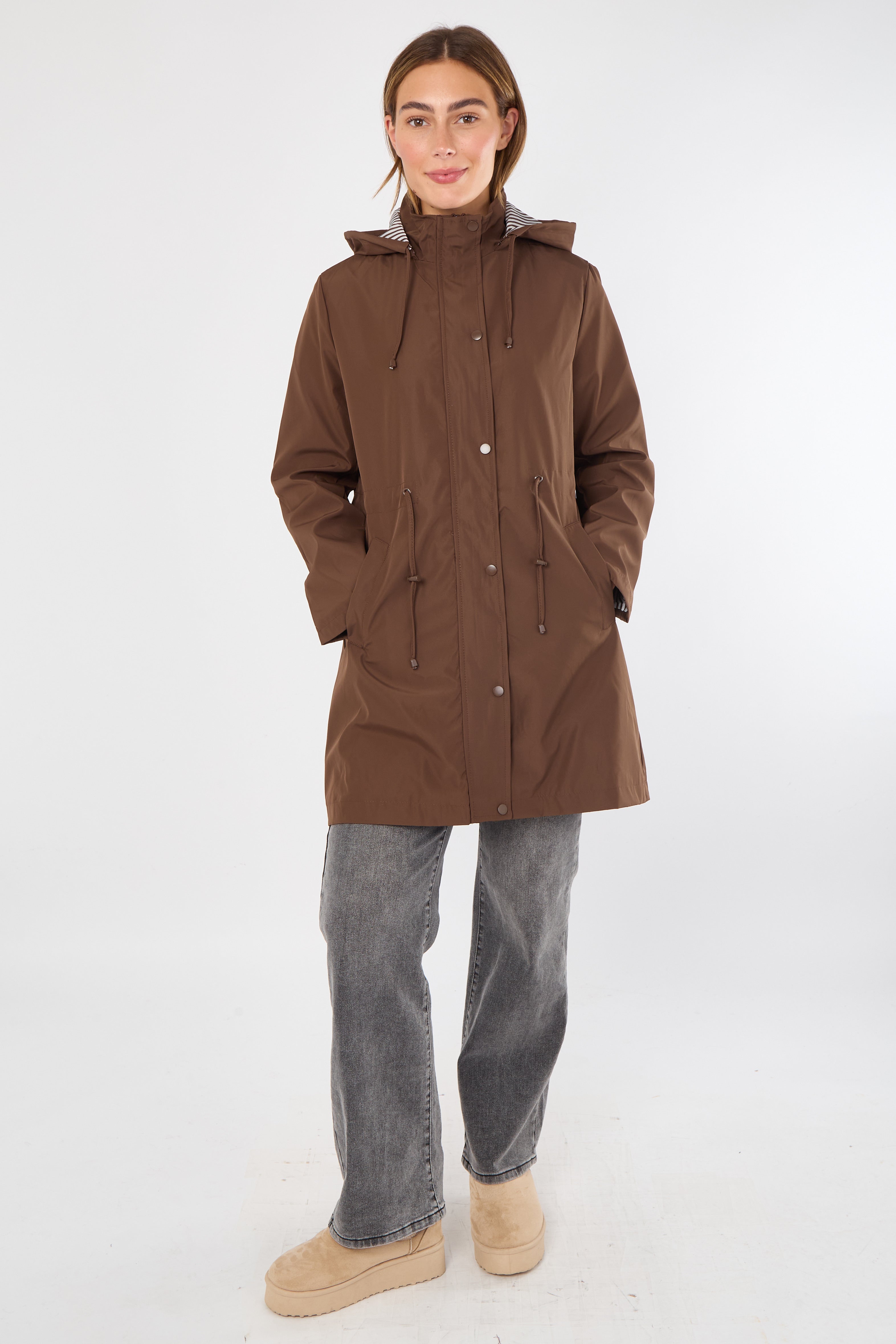 Chocolate Hooded Drawstring Parka