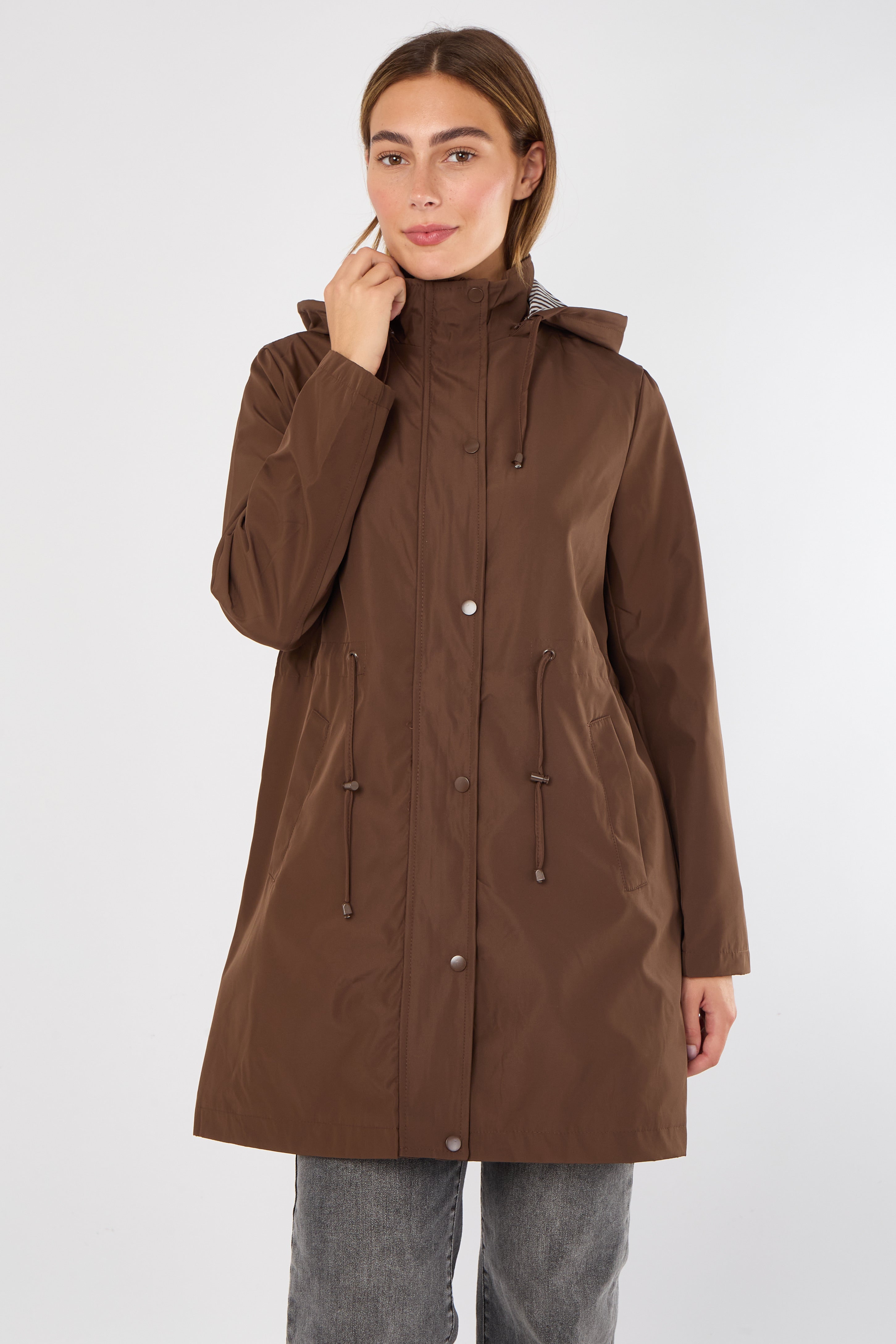 Chocolate Hooded Drawstring Parka