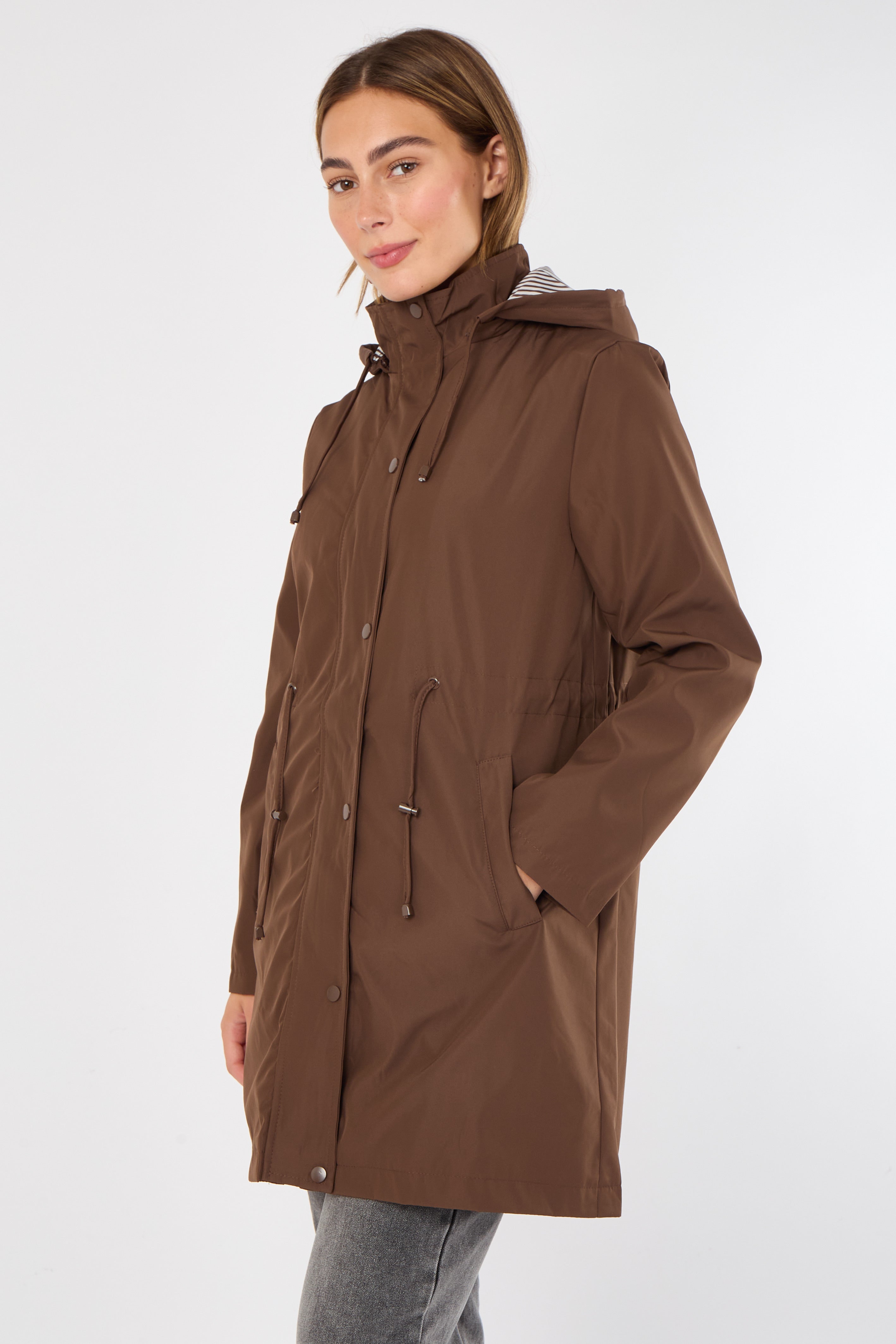 Chocolate Hooded Drawstring Parka