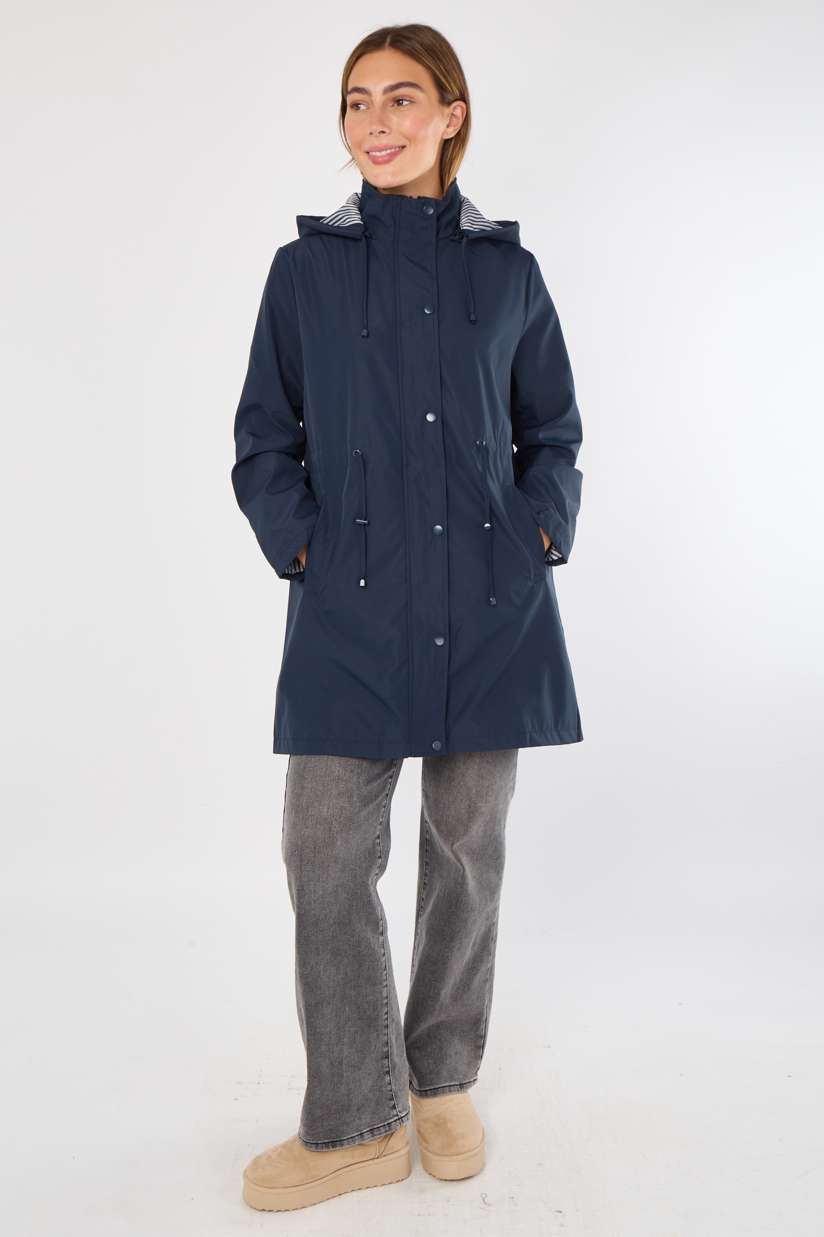 Navy Hooded Drawstring Parka