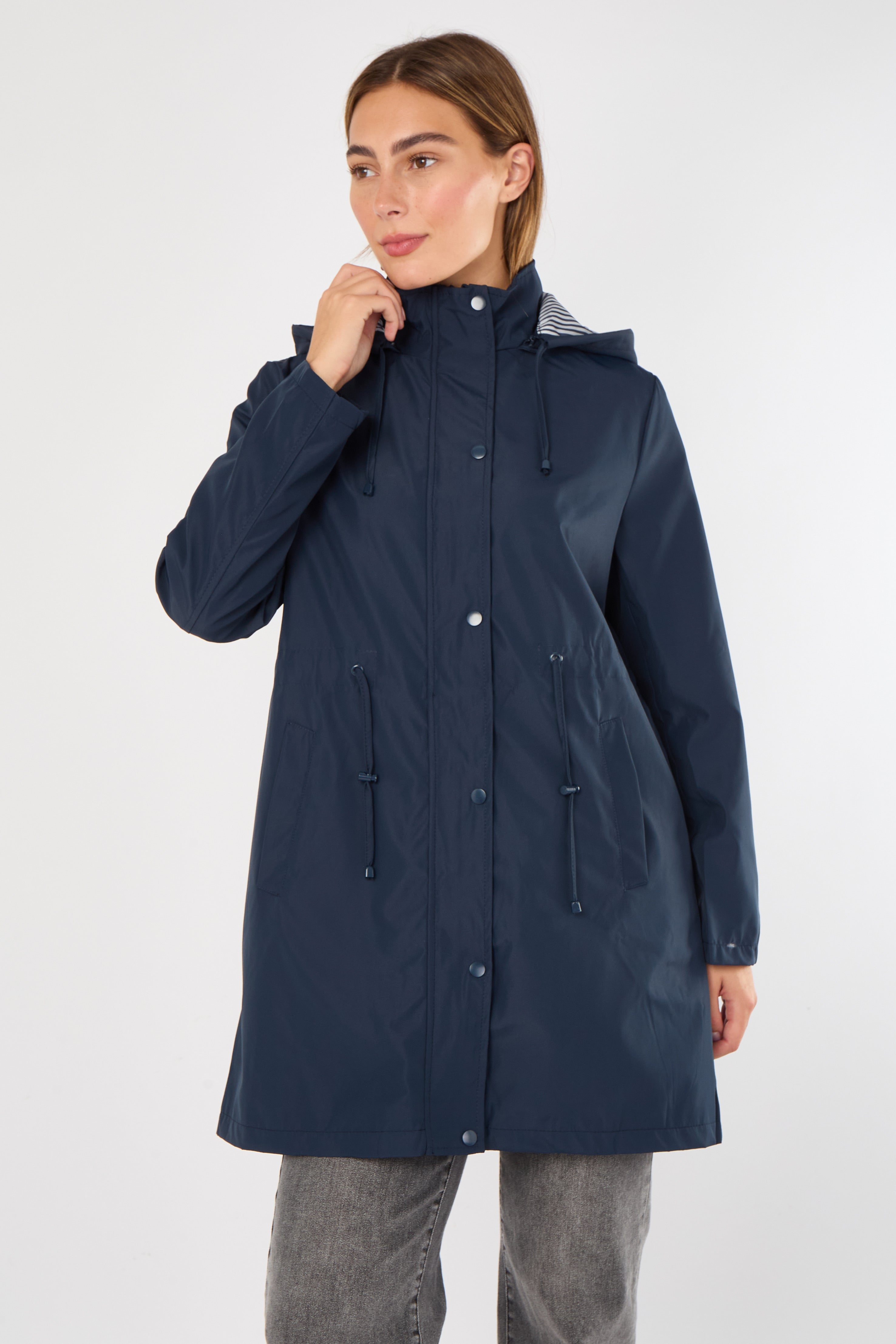 Navy Hooded Drawstring Parka