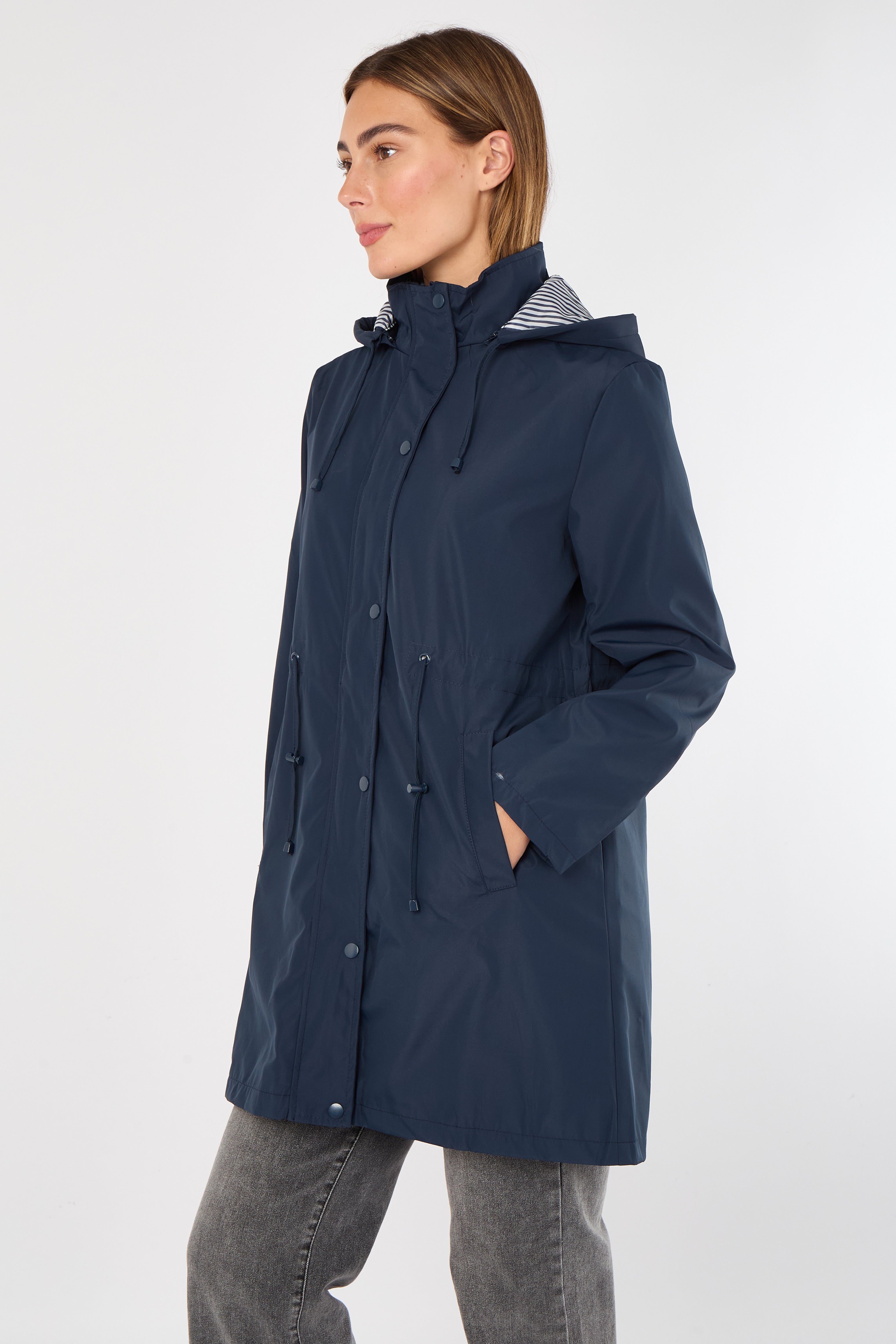 Navy Hooded Drawstring Parka