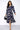 Navy Abstract Line Print Belted Shirt Dress