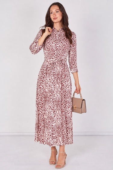 Love Sunshine Burgundy Animal Print Tie Waist Maxi Shirt Dress Belted Dress Day to Night Long Sleeve Maxi Dress NEW IN Occasionwear Shirt Dress