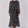 Love Sunshine Black Polka Dot Chiffon Belted Maxi Dress Dresses Garden Party Dress Holiday Dress Long Sleeve Dress LS-2512 Wedding Guest Dress