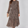Love Sunshine Grey Leopard Print Chiffon Belted Maxi Dress Dresses Garden Party Dress Holiday Dress Leopard Print Dress Long Sleeve Dress LS-2512 Wedding Guest Dress
