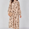 Love Sunshine Beige Lily Print Maxi Dress Dresses Garden Party Dress Holiday Dress Leopard Print Dress Long Sleeve Dress LS-2512 Wedding Guest Dress
