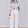 Love Sunshine Silver Grey Brushed Satin Oversized Shirt LS-2268 Tops