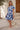 Blue Floral Print Short Sleeve Flared Mini Dress