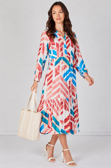 Santorini Geo Print Smock Midaxi Dress