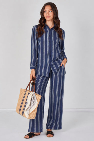 Love Sunshine Navy Stripe Shirt and Trouser Co-Ord Set Co ord sets LS-5002 LS-5002&9057 LS-9057