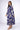 Blue Brushstroke Print Pleated Skirt Satin Maxi Dress