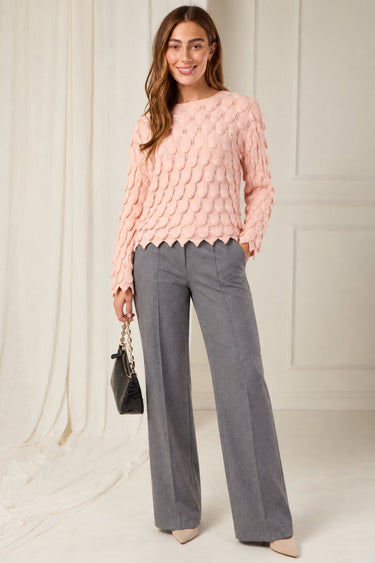 Blush Scallop Textured Knit Jumper