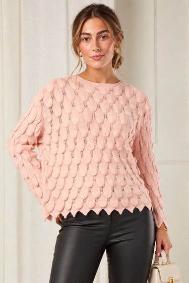 Blush Scallop Textured Knit Jumper